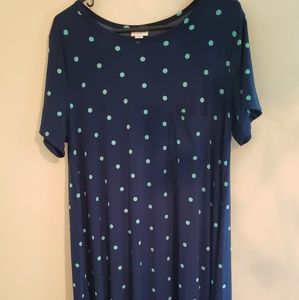 Lularoe Carly Navy blue / light blue polka dots
